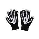 Windproof and thermal gloves, textile material, universal size, skeleton - bone design, black - white color